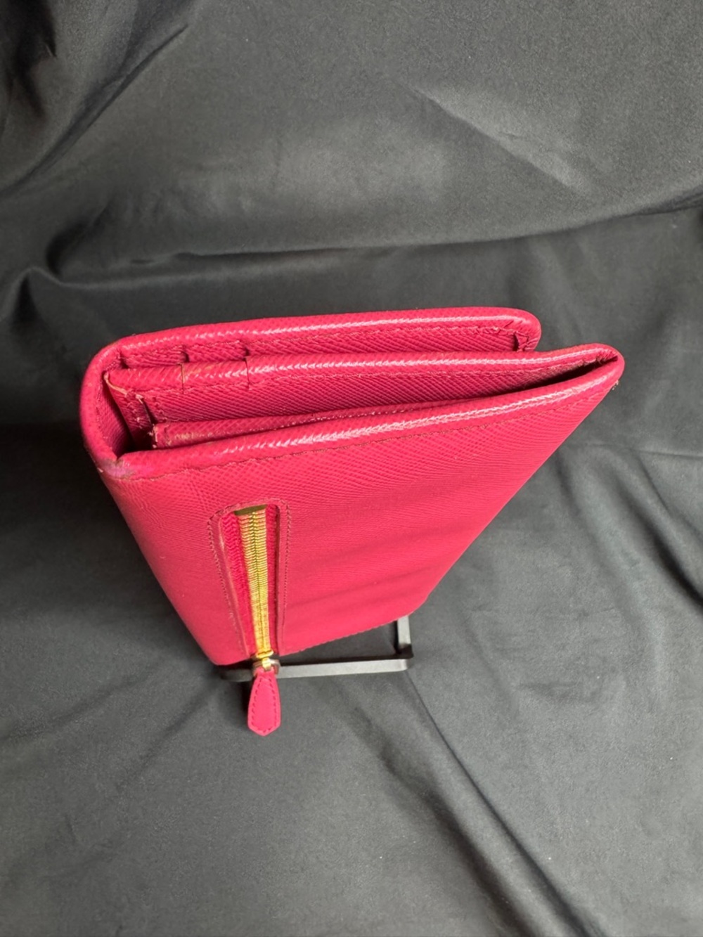 Prada Pink Saffiano Fiocco Continental Bow with Gold Logo Wallet - Picture 7 of 16